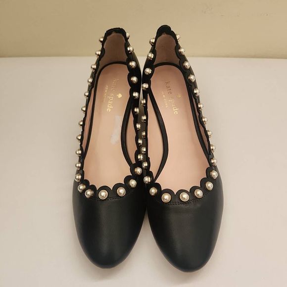 Kate Spade New York, Maeve Pearl Trimmed Black Low Heel, NEW, 8.5 - Picture 1 of 7